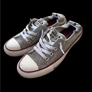 Retro Converse All Star Shoes Low Top Black & White Striped Sneakers Women's 7